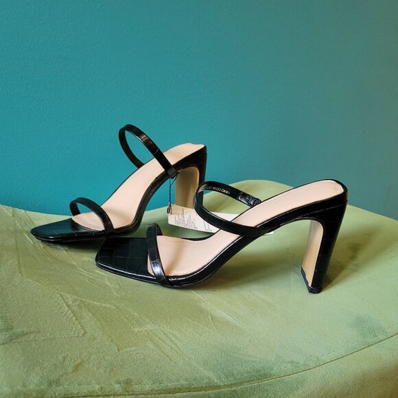 NEW The Drop Avery Square-toe Sandals in Black Faux Croc - Size 8.5 - Picture 2 of 5